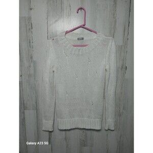 OLTRE Made In Italy Sweater Small White Distressed Open Knit